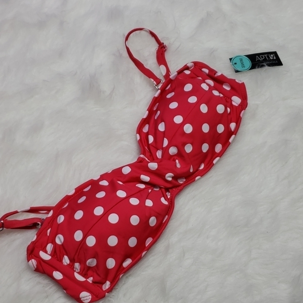 new apt 9 polka dot twist front pink bikini top womens size large